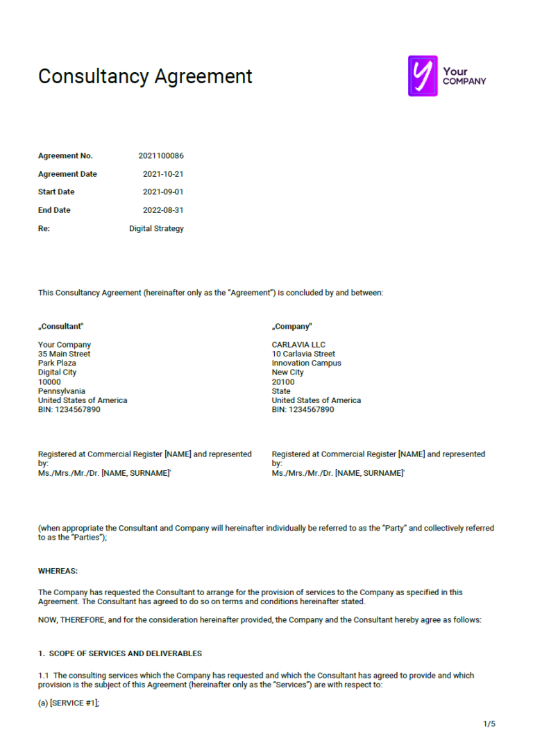 A Consultancy Agreement template