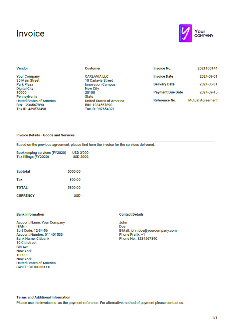 An Invoice template